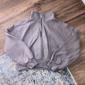 Abercrombie - Half-Zip Funnel Neck Women's Sweatshirt - Gray